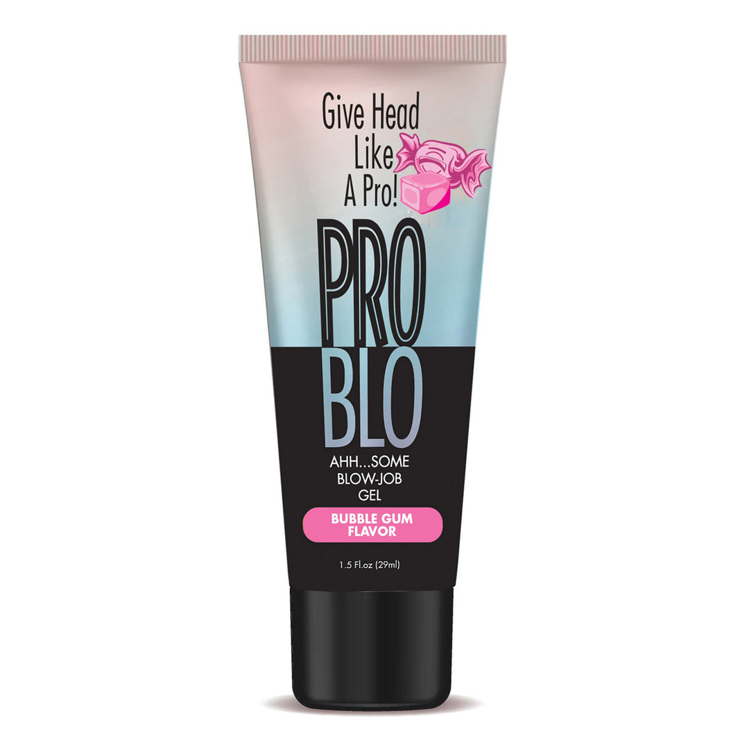 Little Genie Pro Blo Oral Pleasure Gel in bubblegum flavor, 1.5oz, personal lubricant for intimate use.