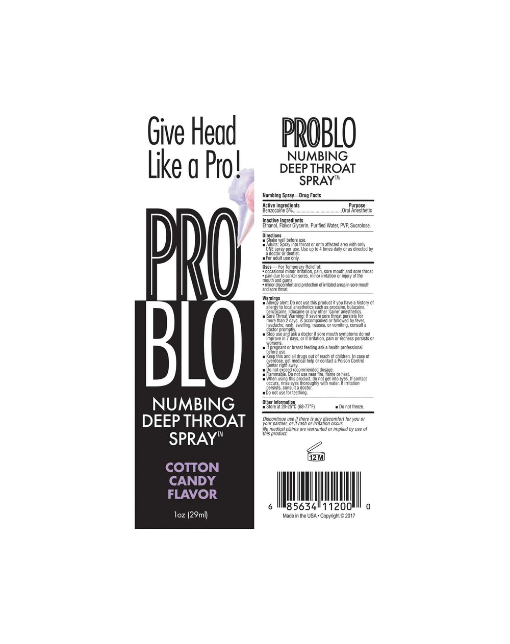 Little Genie Pro Blo Pleasure Gel in Cotton Candy flavor, 1.5oz, featuring colorful packaging and gel tube for intimate use.