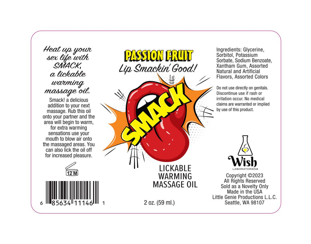 Smack Warming & Lickable Oil - Passionfruit 2oz